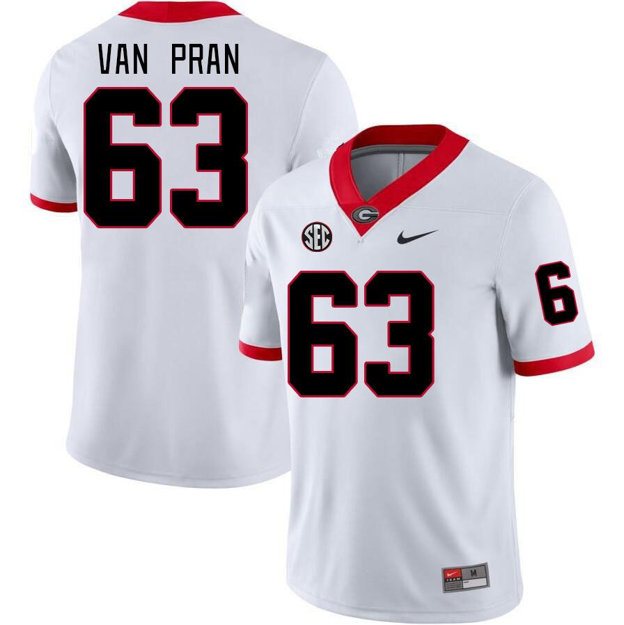Men #63 Sedrick Van Pran Georgia Bulldogs College Football Jerseys Stitched-White